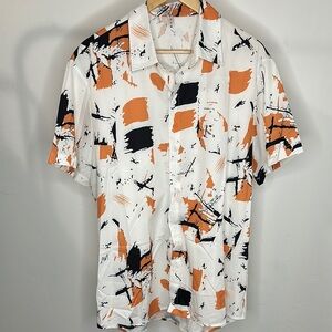 Abstract Print Button-Up Shirt
